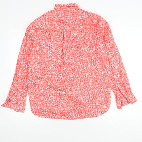 Lands' End Women's Red Floral Blouse, Size S
