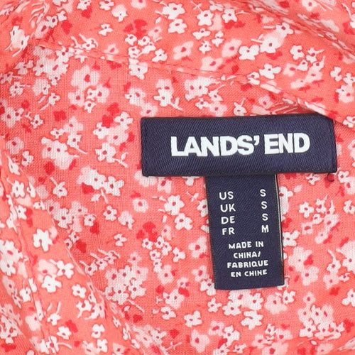 Lands' End Women's Red Floral Blouse, Size S