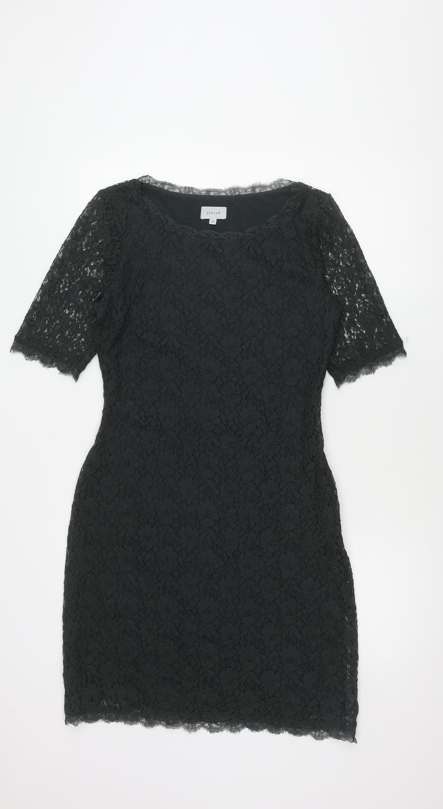 Jigsaw Black Lace Dress Medium Floral Women