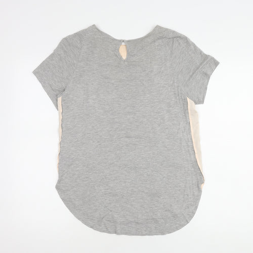 Warehouse Women's Grey Beaded Short Sleeve Top