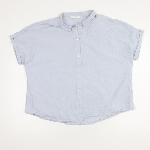 Marks & Spencer Women's Blue Striped Button-Up Shirt