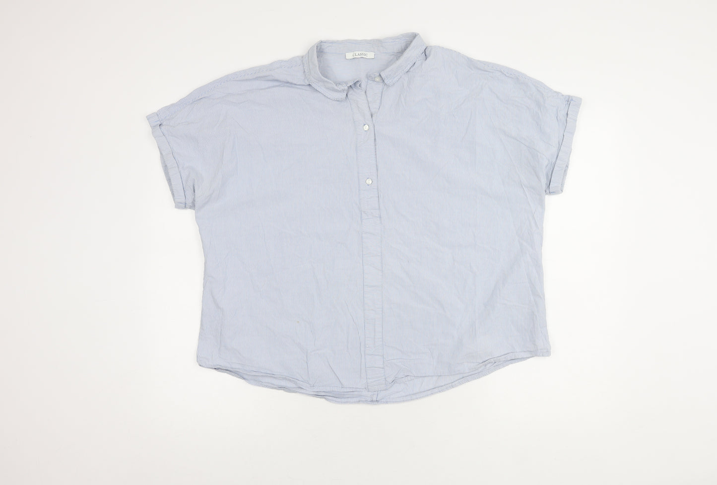 Marks & Spencer Women's Blue Striped Button-Up Shirt