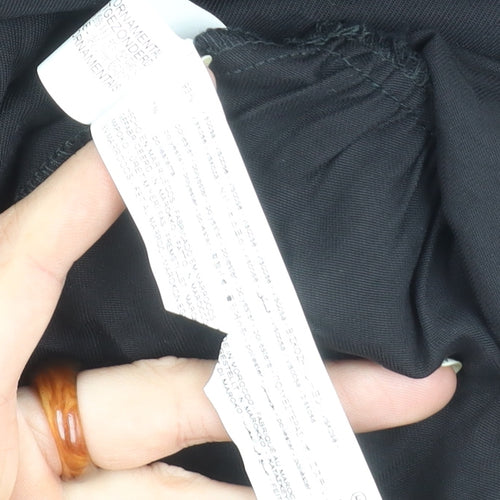 Zara Black V-Neck Puff Sleeve Dress XS
