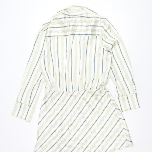 Zara Women's XL Green Striped Shirt Dress