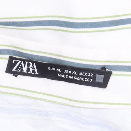 Zara Women's XL Green Striped Shirt Dress
