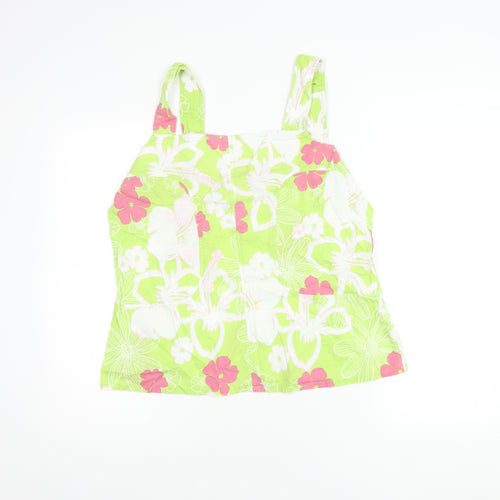 St Bernard Women's Green Floral Cotton Tank Top Size 18