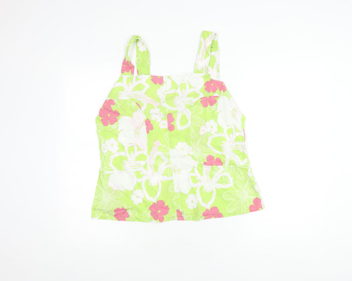 St Bernard Women's Green Floral Cotton Tank Top Size 18