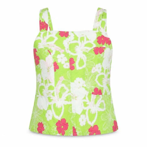 St Bernard Women's Green Floral Cotton Tank Top Size 18