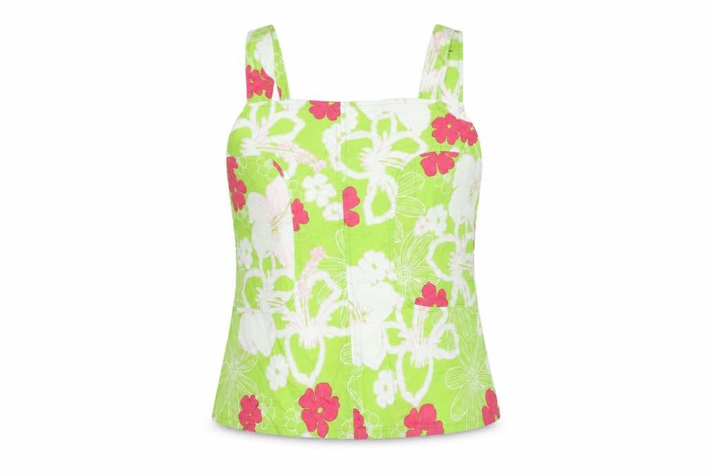 St Bernard Women's Green Floral Cotton Tank Top Size 18