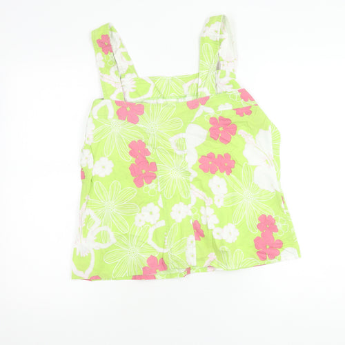 St Bernard Women's Green Floral Cotton Tank Top Size 18