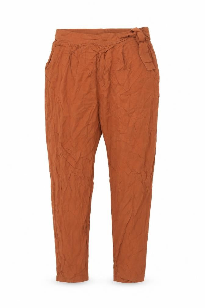 Front view of Esmaia Women's Brown Relaxed Trousers, size 10