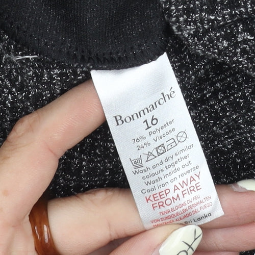 Bonmarché Women's Black Straight Leg Trousers Size 16