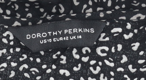 Dorothy Perkins Women's Black Animal Print Dress, Size 14