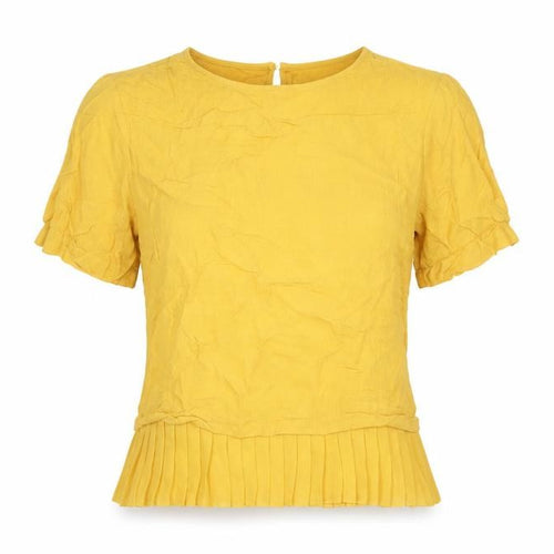 Zara Woman Yellow Short Sleeve Top, Size 8, Round Neck