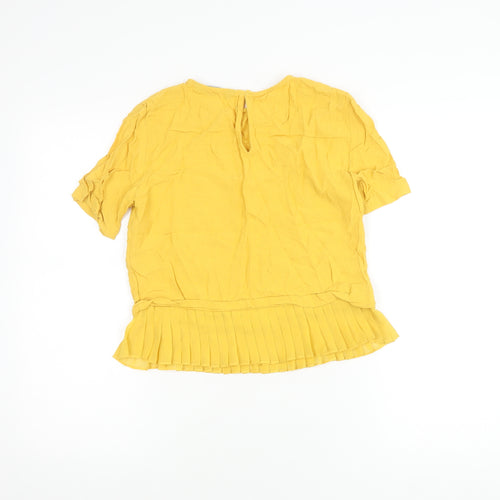 Zara Woman Yellow Short Sleeve Top, Size 8, Round Neck