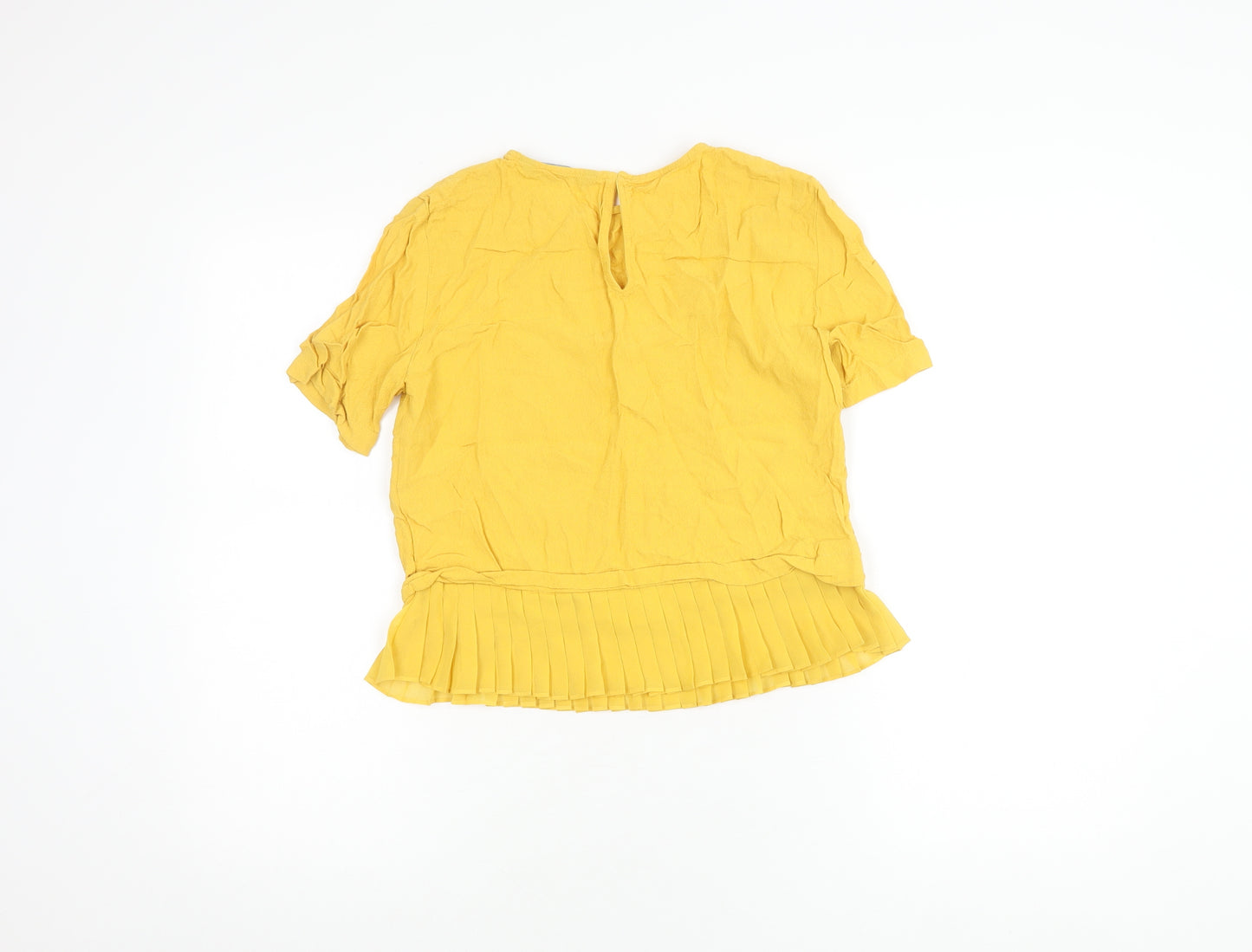 Zara Woman Yellow Short Sleeve Top, Size 8, Round Neck