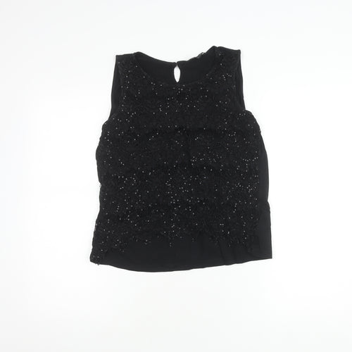 Dorothy Perkins Women Black Sequin Sleeveless Top UK16
