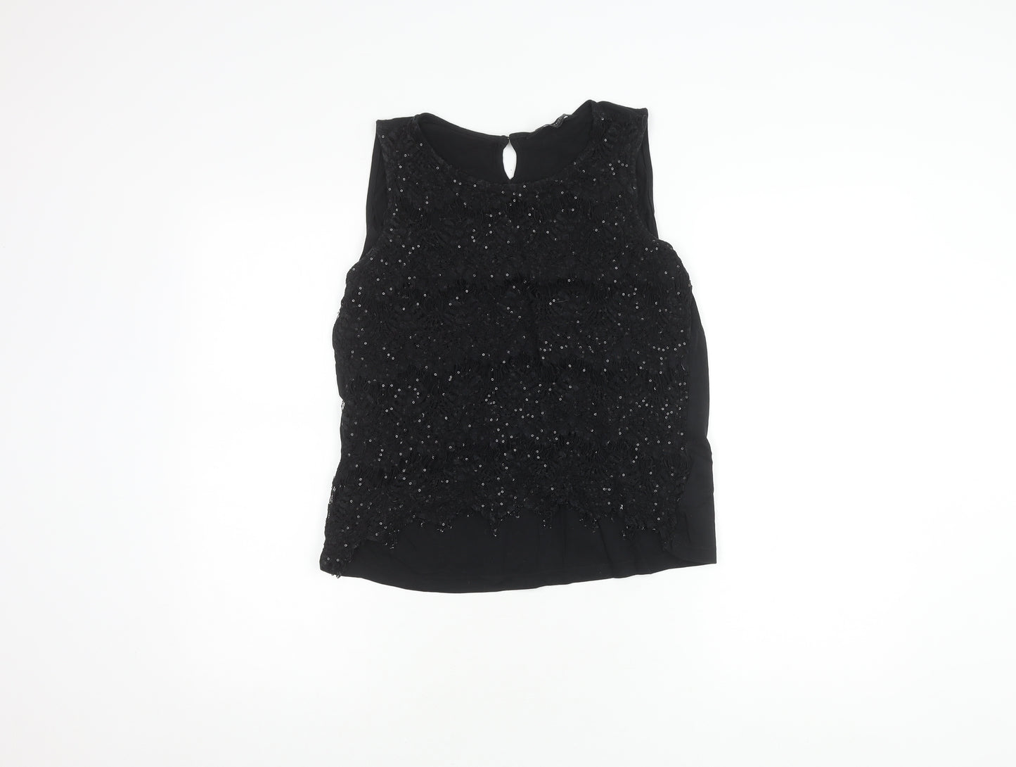 Dorothy Perkins Women Black Sequin Sleeveless Top UK16