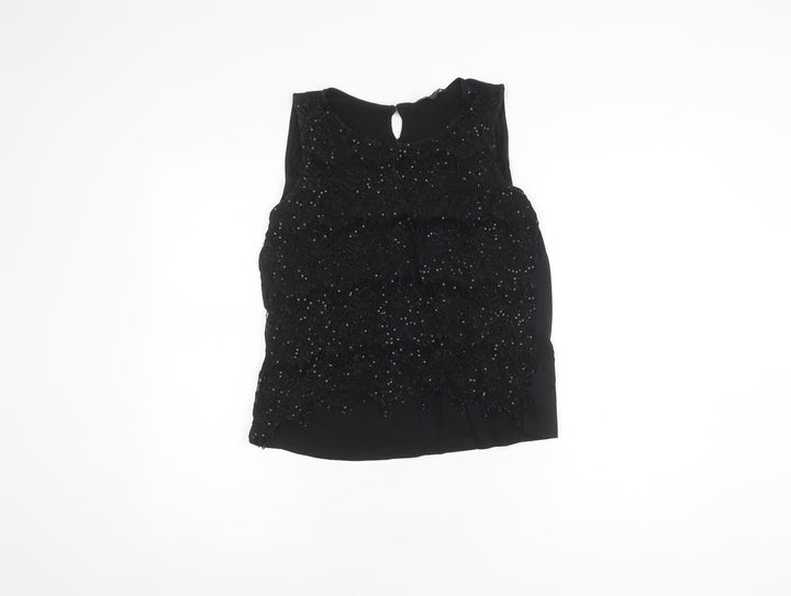 Dorothy Perkins Women Black Sequin Sleeveless Top UK16