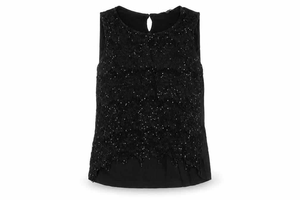 Dorothy Perkins Women Black Sequin Sleeveless Top UK16