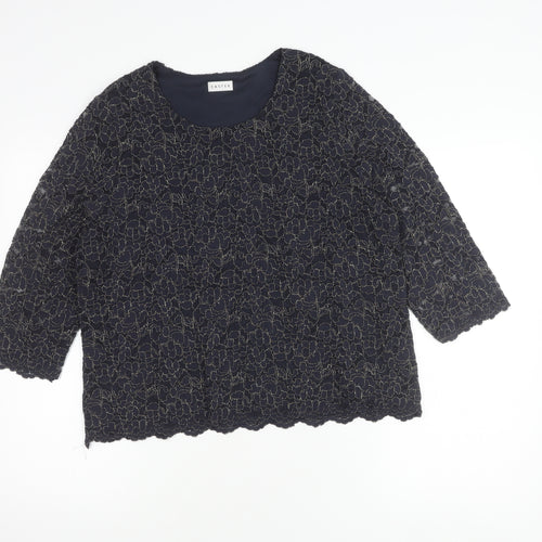 Eastex Women's Black Top, Size 16, 3/4 Sleeve, Nylon