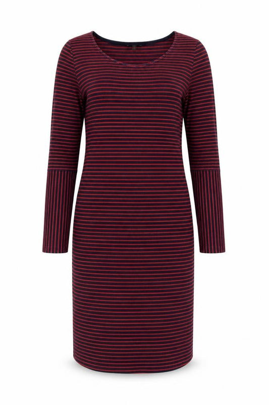 Front view of People Tree Women's Multicoloured Striped Dress, size 12