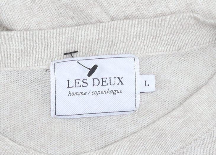 Les Deux Men's Beige Knit Pullover Jumper Size L