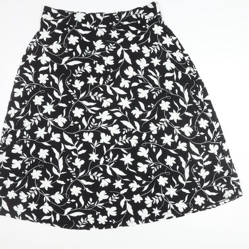 Marks and Spencer Women's Black Floral A-Line Skirt Size 18