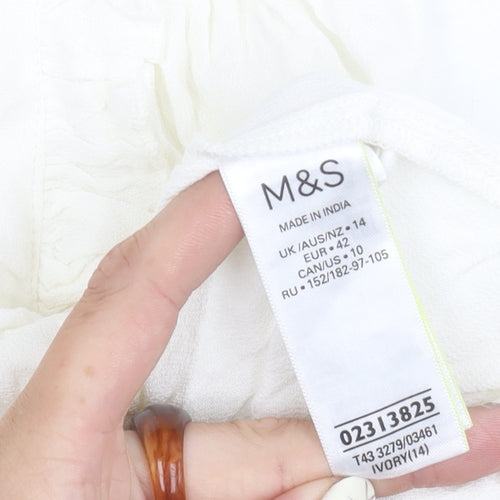Marks and Spencer Women's Ivory Long Sleeve Top Size 14