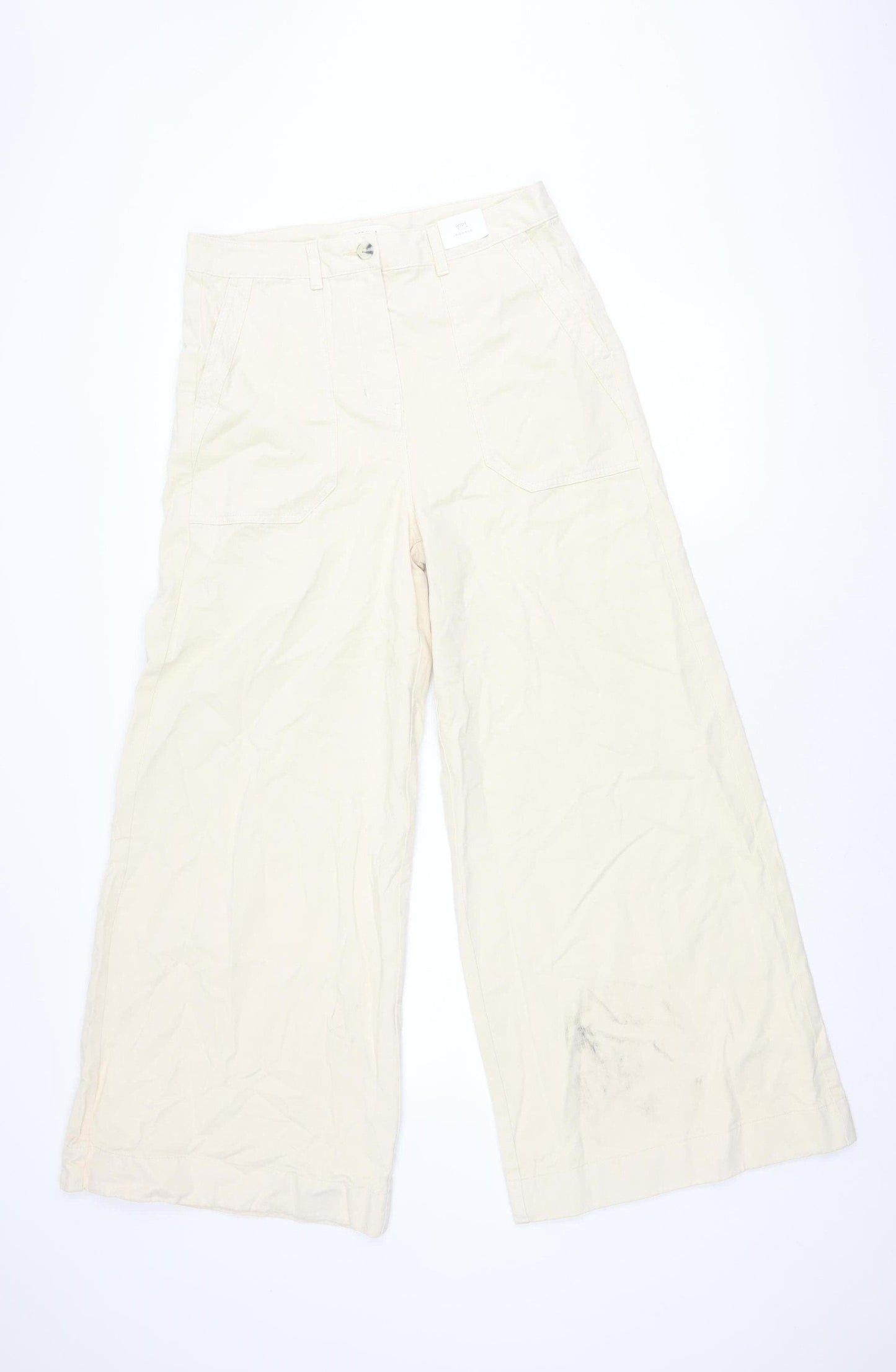 Per Una Women's Beige Wide-Leg Trousers Size 12