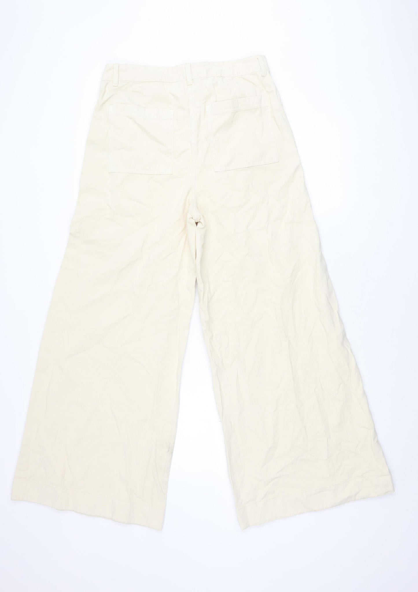 Per Una Women's Beige Wide-Leg Trousers Size 12