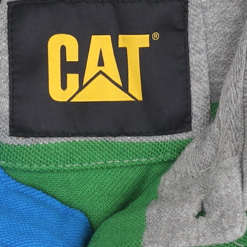 Caterpillar Men's Green Striped Polo Shirt L