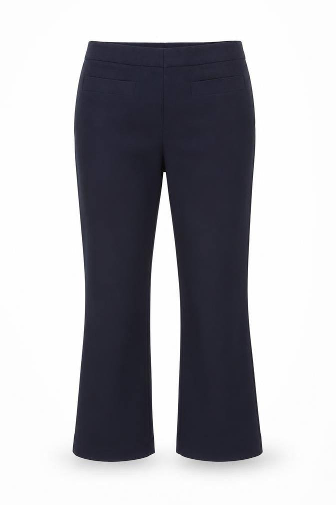 Front view of Mango Women's Blue Trousers, size 8, Straight Leg