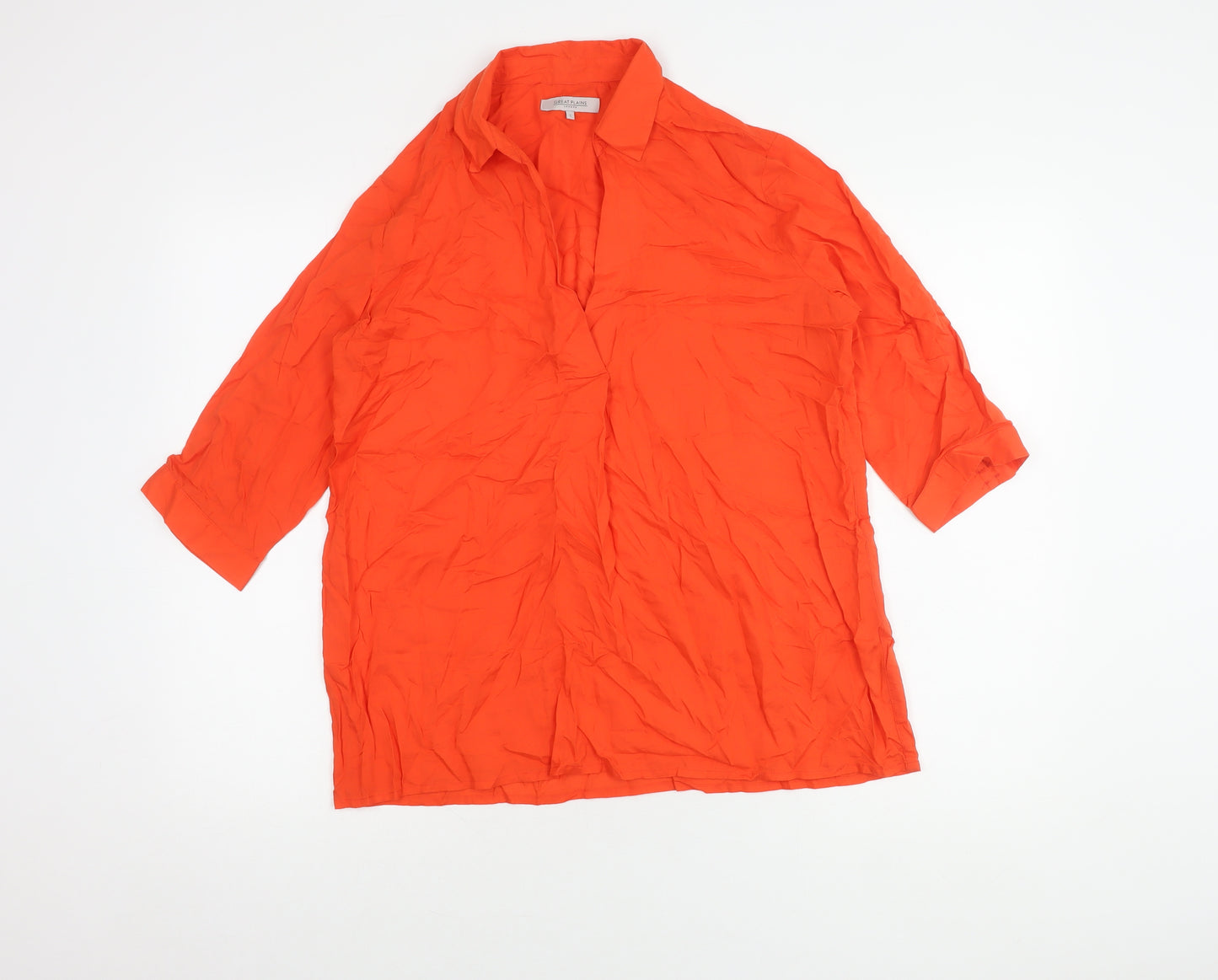 Great Plains Women's Orange Collared Shirt, Size S