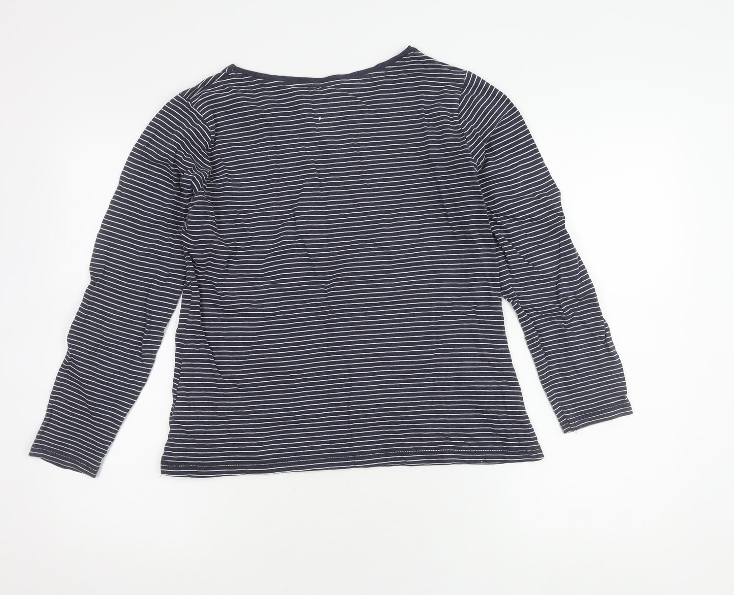 White Stuff Women's Blue Striped Long Sleeve T-Shirt Size 12