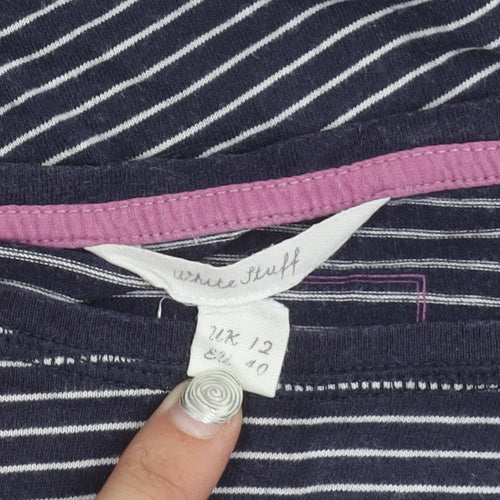 White Stuff Women's Blue Striped Long Sleeve T-Shirt Size 12