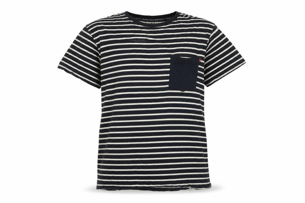 Front view of Joe Browns unisex black striped t-shirt l