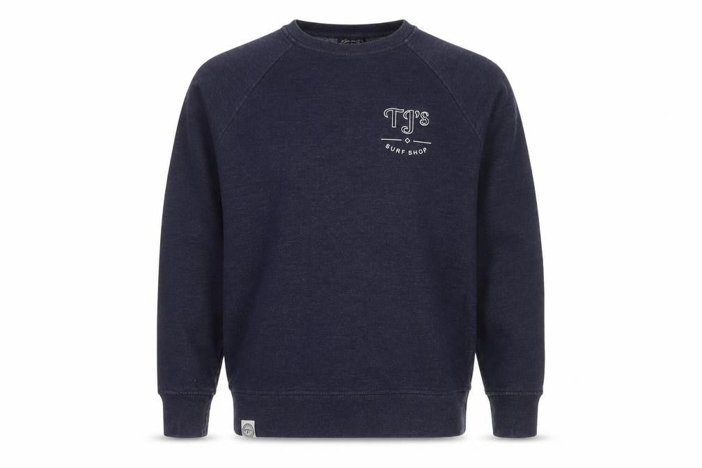 Front view of TJ's Surf Shop Blue Crew Neck Men's S Sweatshirt