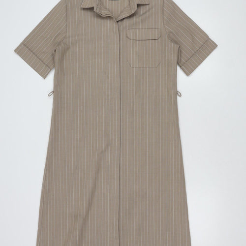 St Michael Beige Long Shirt Dress Women's Size 10