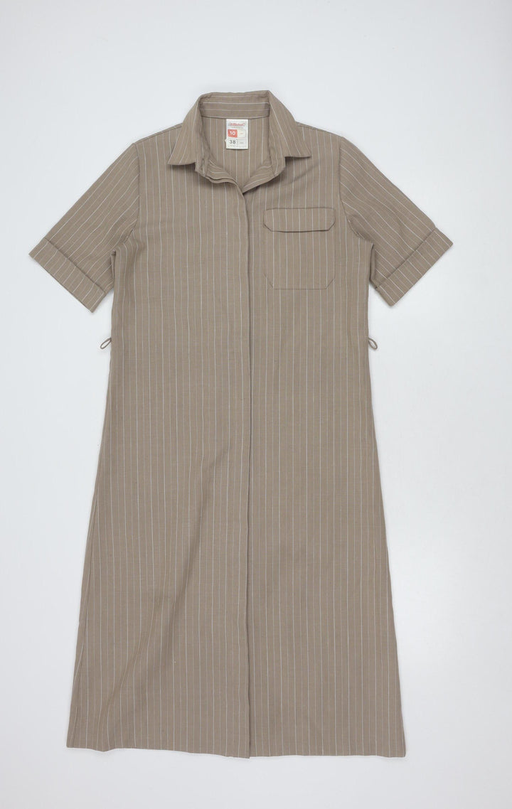 St Michael Beige Long Shirt Dress Women's Size 10