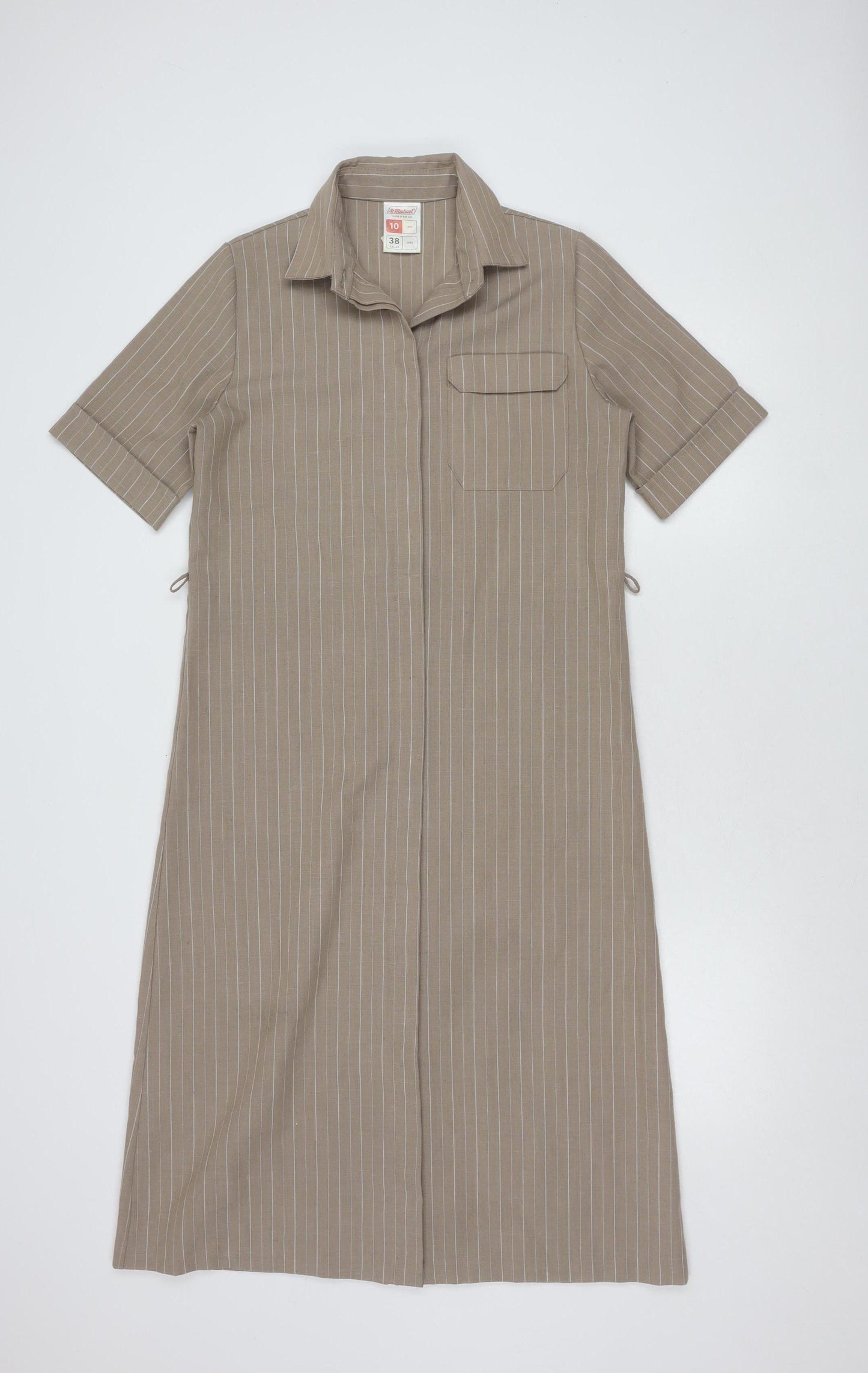 St Michael Beige Long Shirt Dress Women's Size 10