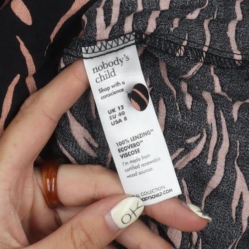 Nobody's Child Women's Black Animal Print Dress, Size 12