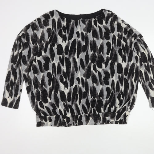 Wallis Women's Black Animal Print Blouse L
