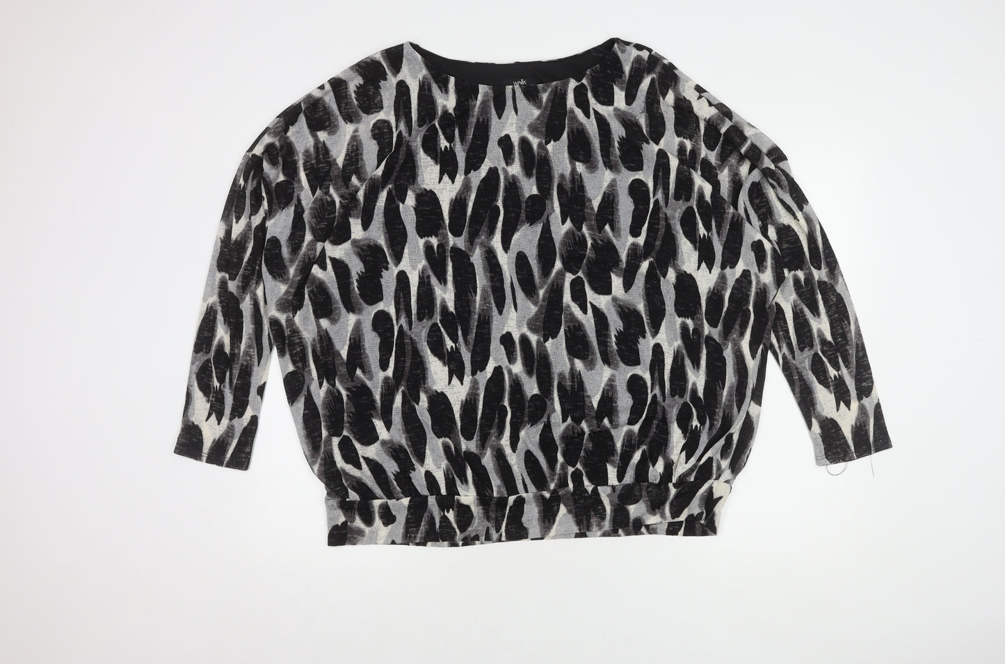 Wallis Women's Black Animal Print Blouse L