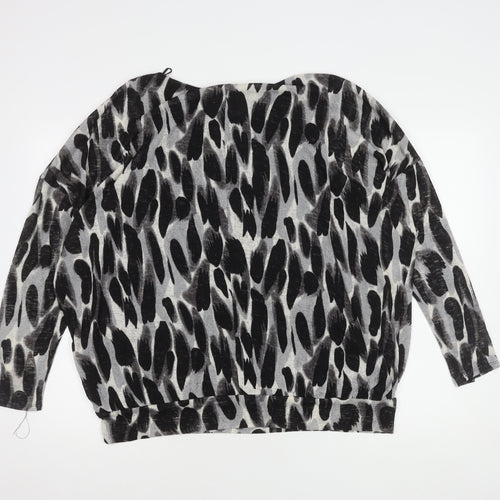 Wallis Women's Black Animal Print Blouse L