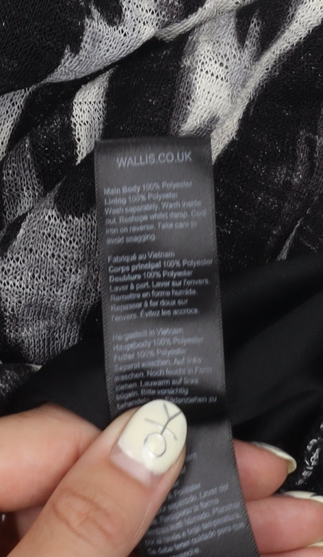 Wallis Women's Black Animal Print Blouse L