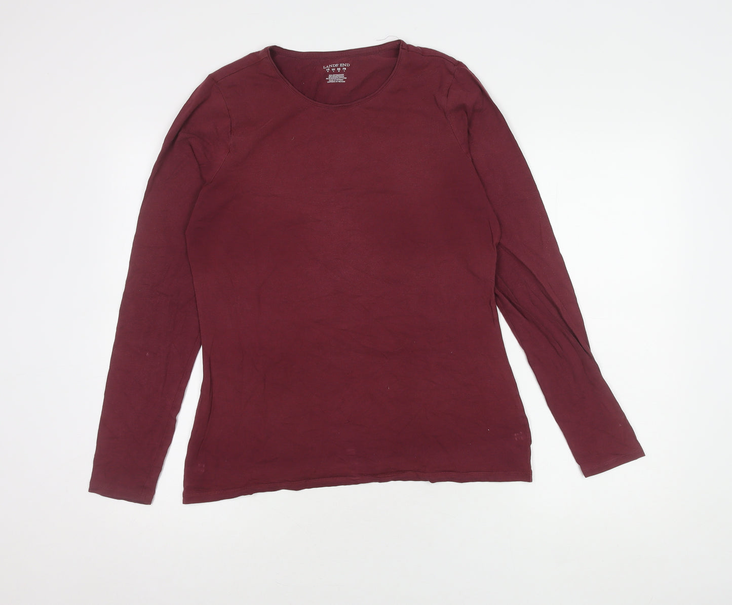 Lands' End Womens Red M Long Sleeve Basic Top