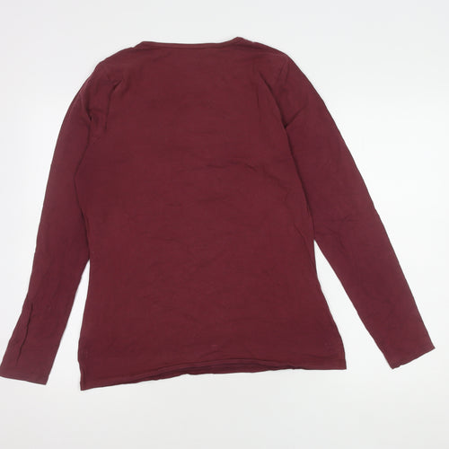 Lands' End Womens Red M Long Sleeve Basic Top