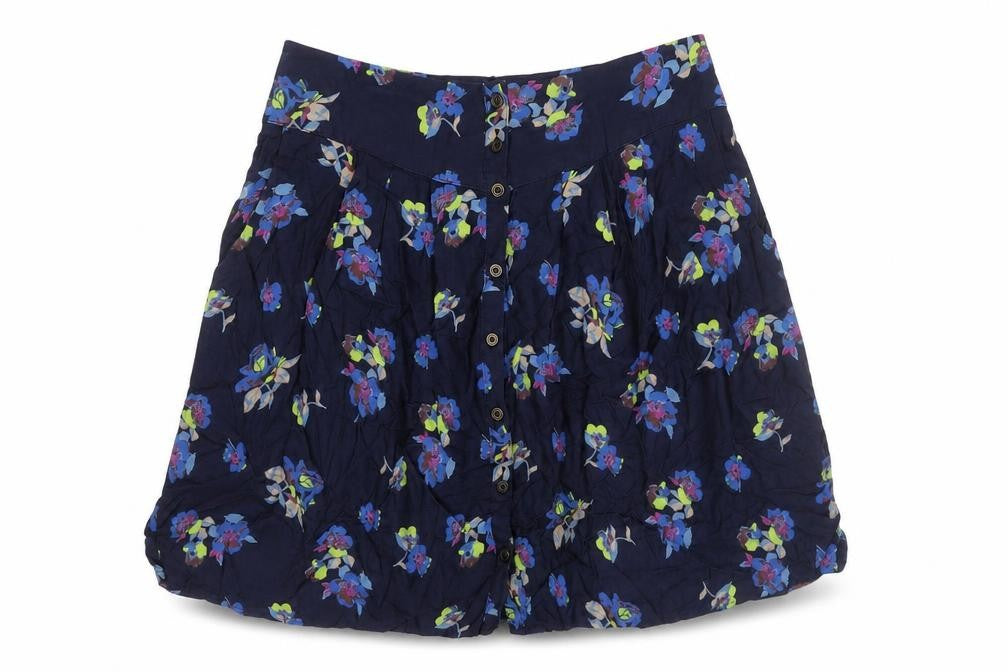 Front view of Marks & Spencer Women's Blue Floral Skirt, size 10