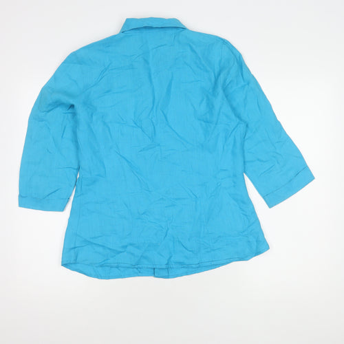 Jamie B Women's Blue Button-Up 3/4 Sleeve Shirt
